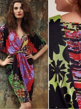 Anthropologie Ranna Gill Floral Dress Size M Sabatina Floral Ptp 17.5